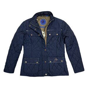 RYDALE EQUESTRIAN Denim Trim Light Puffer Designer Jacket Womens Small